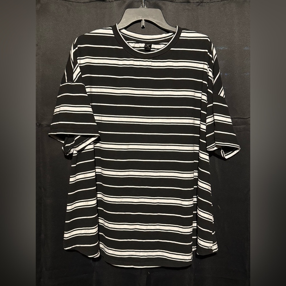 SHEIN Black and White Striped T-Shirt